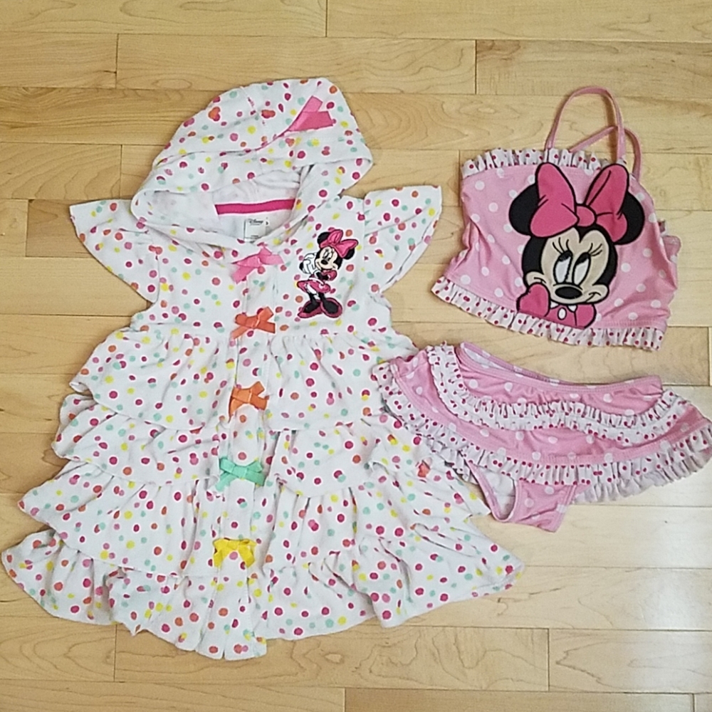 Disney Minnie Mouse swimsuit and cover up 24mo.